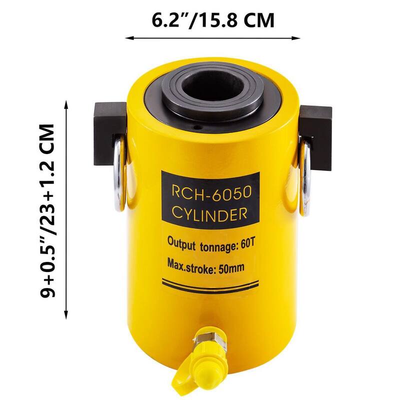 VEVOR 60-Ton Hydraulic Cylinder Jack 2 in. Single Acting Hollow Hydraulic Jack for Riggers, Fabricators (60-Ton 2 in. Hollow) - QJD60T50MMKXYY001V0
