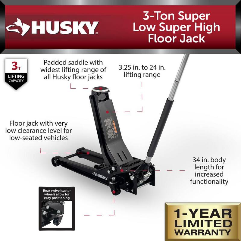 Husky 3-Ton Super Low Super High Garage Jack - HPL4790-HLD
