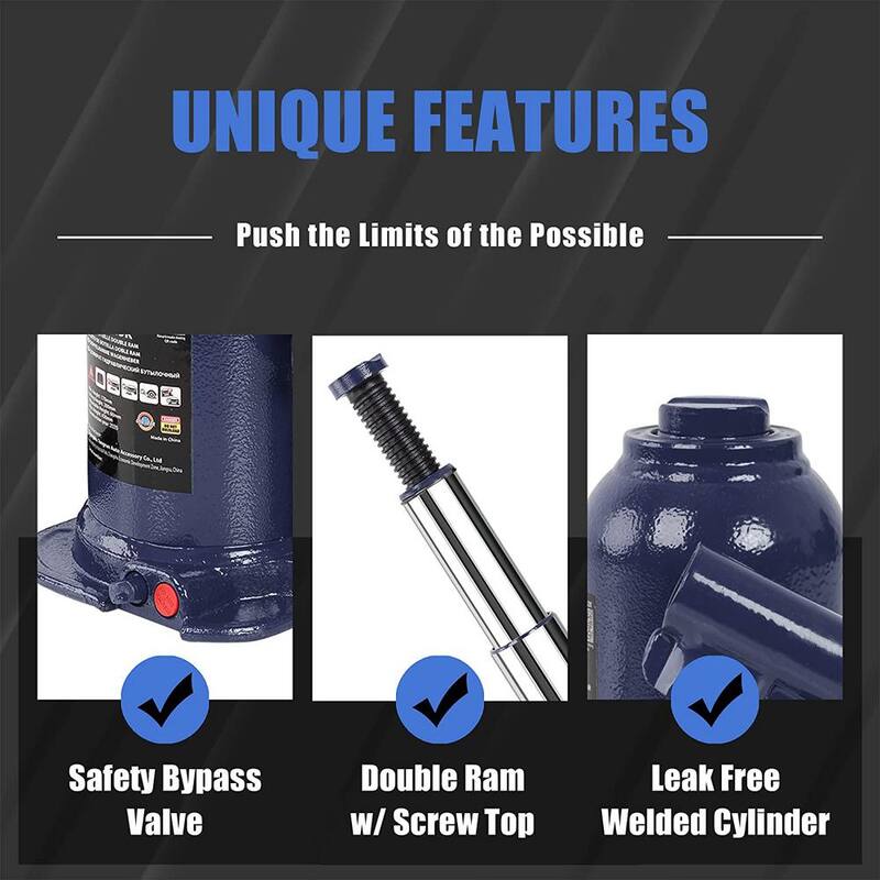 TCE 8-Ton Double Ram Welded Hydraulic Bottle Jack, Blue - ATH80802XU