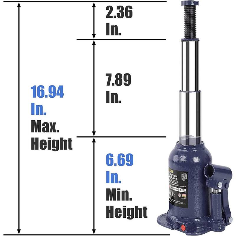 TCE 8-Ton Double Ram Welded Hydraulic Bottle Jack, Blue - ATH80802XU