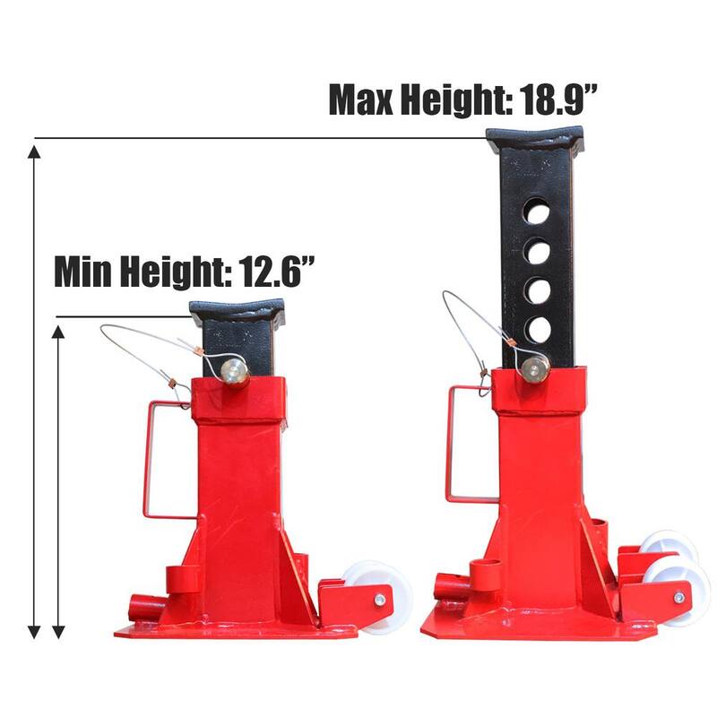 Big Red Heavy Duty Pin Style Jack Stand with 2-Casters and Handle for Car SUV, Truck, 12-Ton (24,000 lbs.) Capacity, Red - ATZ120006P