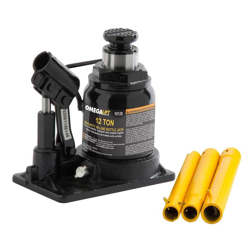 Omega Lift 20-Ton Black Shorty Hydraulic In-Line Bottle Jack - 10208