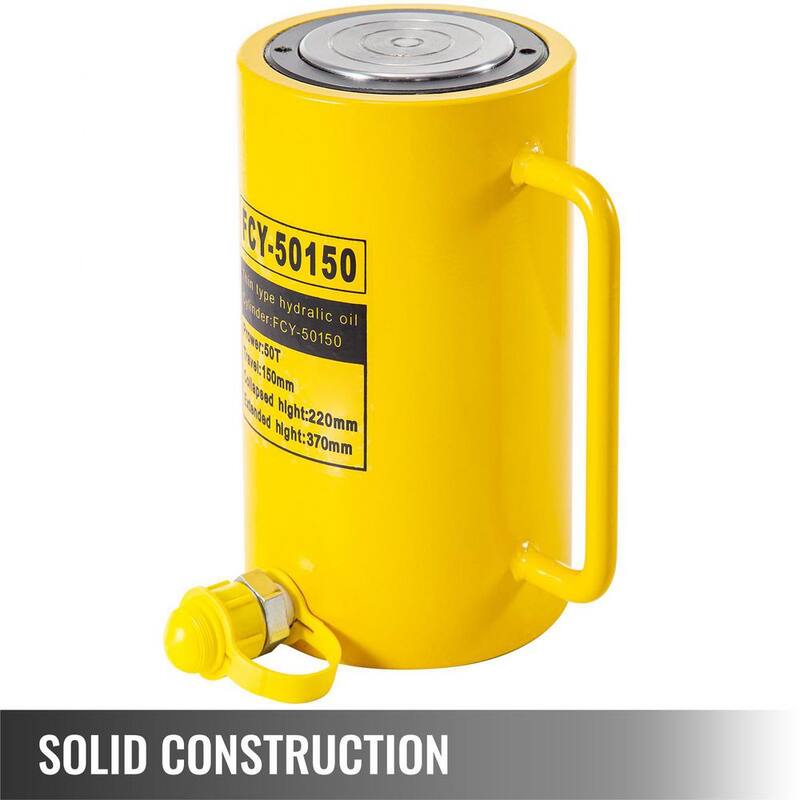 VEVOR 50-Ton Stroke Hydraulic Cylinder Jack 6 in. Solid Single Acting Hydraulic Cylinder Jack Ram, for Bending, Straightening - QJD50T150MMSXYY01V0