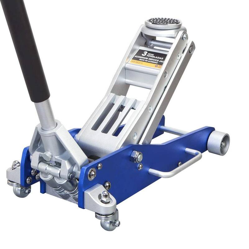 TCE 3-Ton Low-Profile Aluminum Floor Jack with Dual Piston Speedy Lift, Blue - AT830003XLU