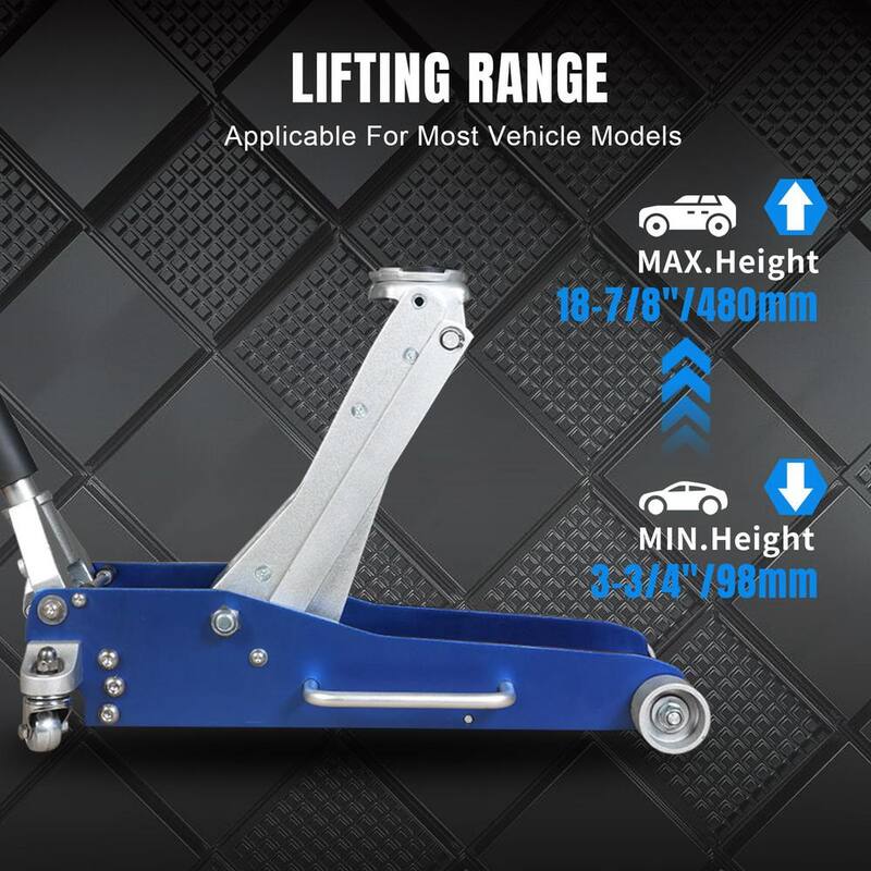 TCE 3-Ton Low-Profile Aluminum Floor Jack with Dual Piston Speedy Lift, Blue - AT830003XLU
