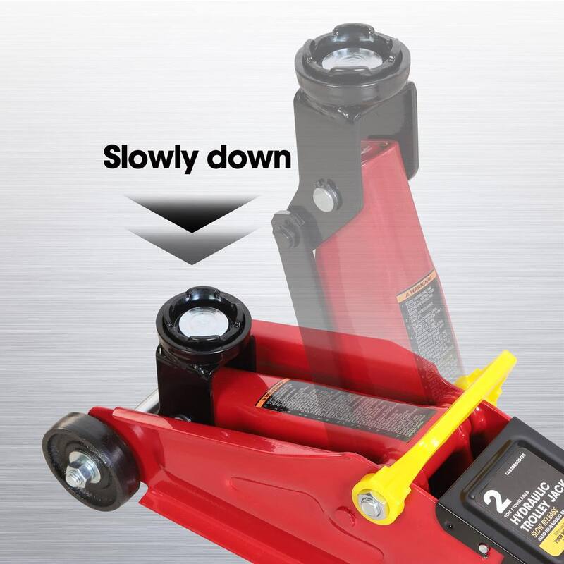 Big Red Hydraulic Trolley Service Lift Jack with Slow Release and Carrying Storage Case : 2-Ton (4,000 lbs.) Capacity, Red - T82012GS