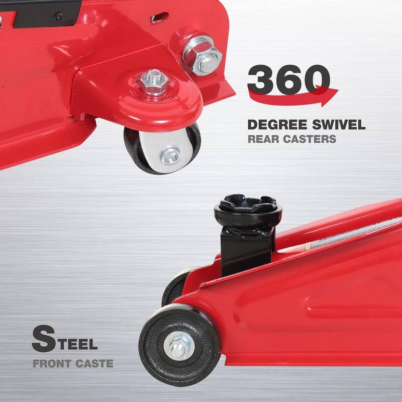 Big Red Hydraulic Trolley Service Lift Jack with Slow Release and Carrying Storage Case : 2-Ton (4,000 lbs.) Capacity, Red - T82012GS