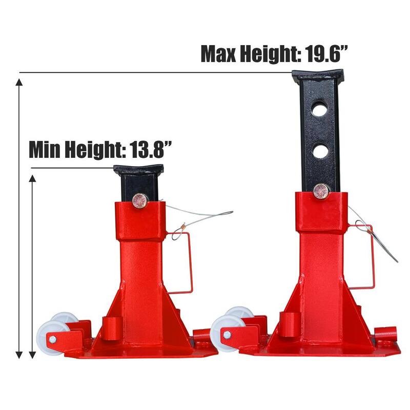 Big Red Heavy Duty Pin Style Jack Stand with 2 Casters and Handle for Car SUV and Truck, 22 Ton (44,000 lb.) Capacity, Red - ATZ220006P