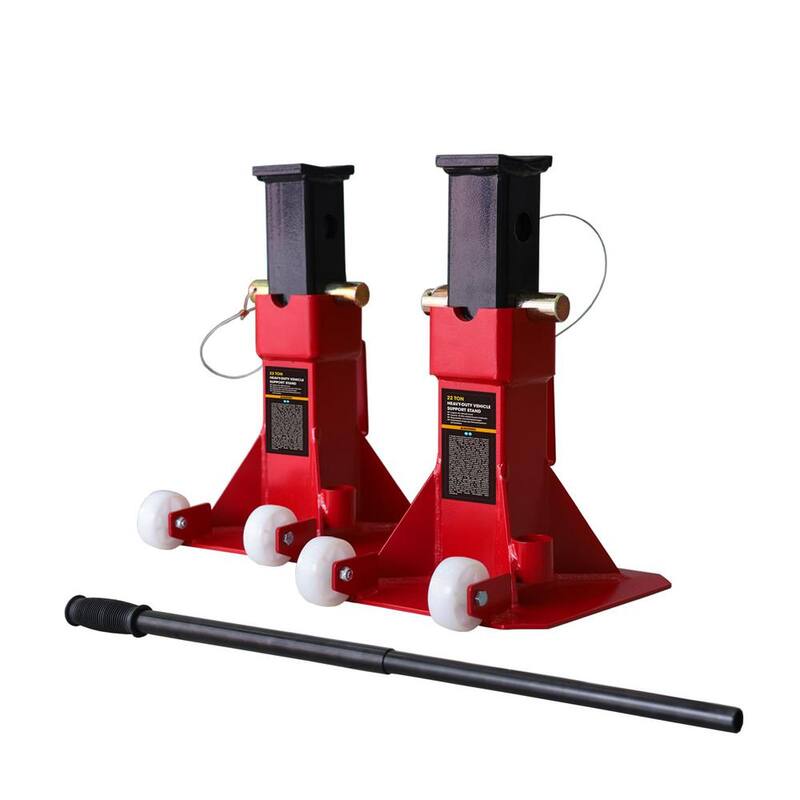 Big Red Heavy Duty Pin Style Jack Stand with 2 Casters and Handle for Car SUV and Truck, 22 Ton (44,000 lb.) Capacity, Red - ATZ220006P