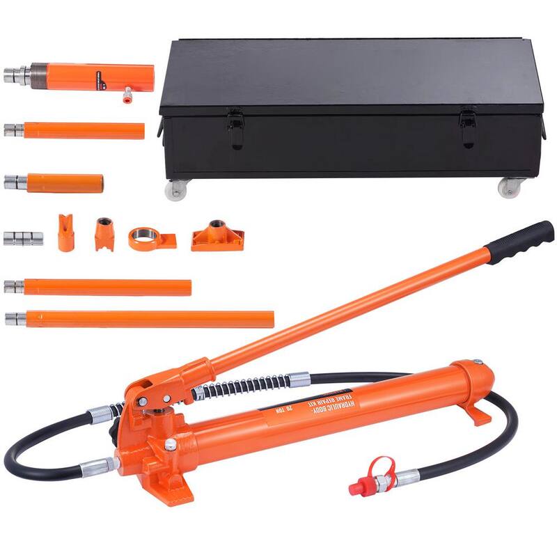 SKYSHALO 20 Ton Porta Power Kit, Portable Hydraulic Jack with 4.6 ft./1.4 m Oil Hose, Car Frame Repair Tool with Storage Case - FLDTJHSD20TPUKYSUV0-0718