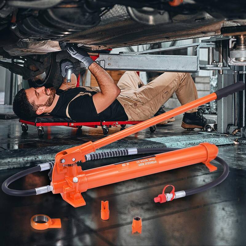 SKYSHALO 20 Ton Porta Power Kit, Portable Hydraulic Jack with 4.6 ft./1.4 m Oil Hose, Car Frame Repair Tool with Storage Case - FLDTJHSD20TPUKYSUV0-0718