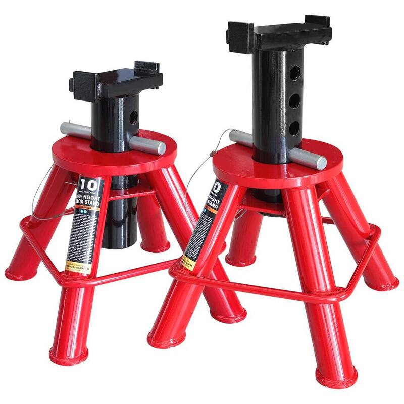 Big Red 10-Ton Low-Profile Heavy-Duty Jack Stands (2 Pack) - T90070
