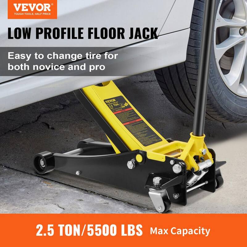 VEVOR Low Profile Floor Jack 2.5 Ton Heavy Duty Steel Dual Piston Rapid Pump The wide lifting range from 3 in. to 19.49 in. - SGWSQJDTZS25TVDHJV0