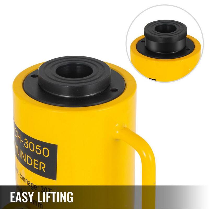VEVOR 30-Ton Hydraulic Cylinder Jack Hollow Single Acting Hydraulic Ram Cylinder 50 mm Hydraulic Lifting Cylinders - QJD30T50MMKXYY001V0