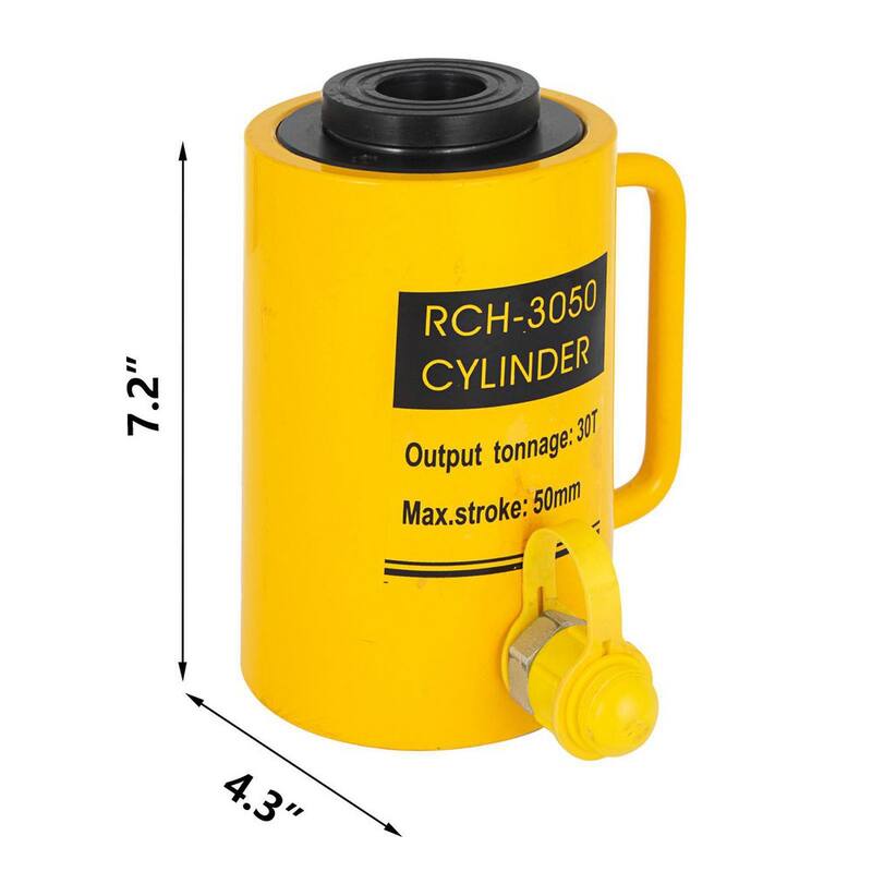 VEVOR 30-Ton Hydraulic Cylinder Jack Hollow Single Acting Hydraulic Ram Cylinder 50 mm Hydraulic Lifting Cylinders - QJD30T50MMKXYY001V0
