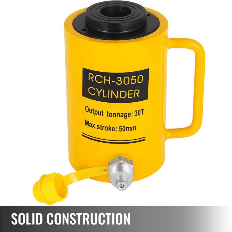 VEVOR 30-Ton Hydraulic Cylinder Jack Hollow Single Acting Hydraulic Ram Cylinder 50 mm Hydraulic Lifting Cylinders - QJD30T50MMKXYY001V0