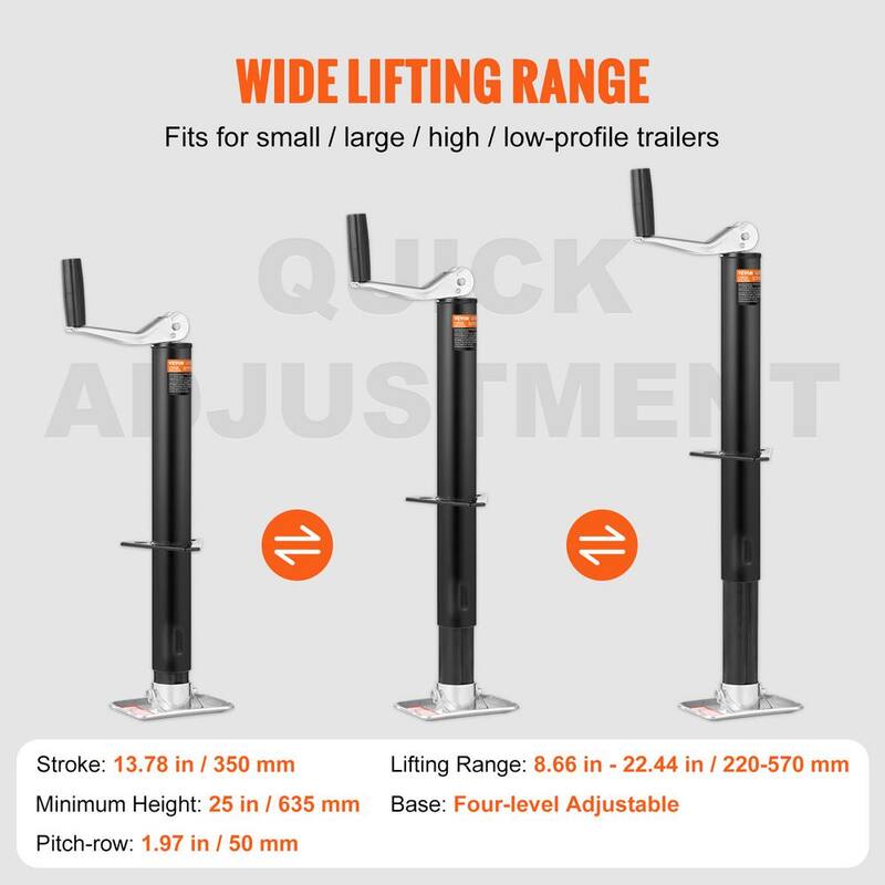 VEVOR Trailer Jack,Trailer Tongue Jack A-frame Bolt on Capacity 2000 lb.,Trailer Jack Stand with Handle for lifting RV Trailer - XLSTCA2000LBS3IYRV0-808