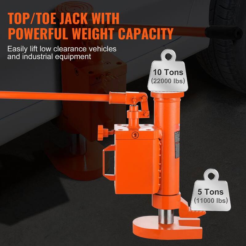 VEVOR Hydraulic Machine Toe Jack Lift 360° Rotatable 5 T Toe 10 T Top Capacity for Machinery Industry - JZQJDWQKXZ5TIPAH8V0