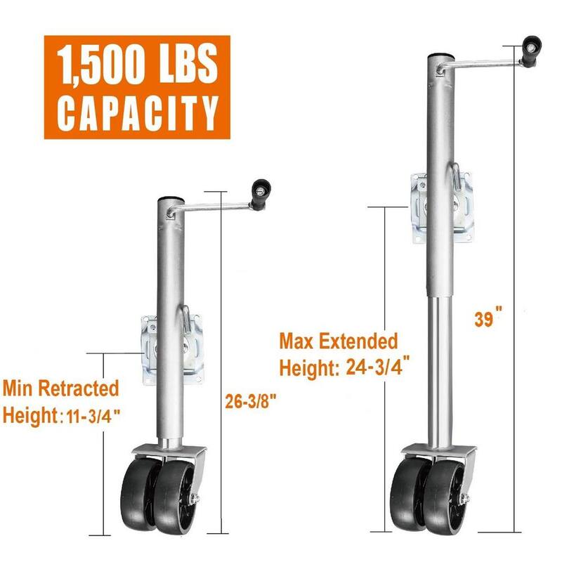 Torin 1,500 lbs. Side-Wind Bolt-On Trailer Jack with Dual Wheel - ATR39002R