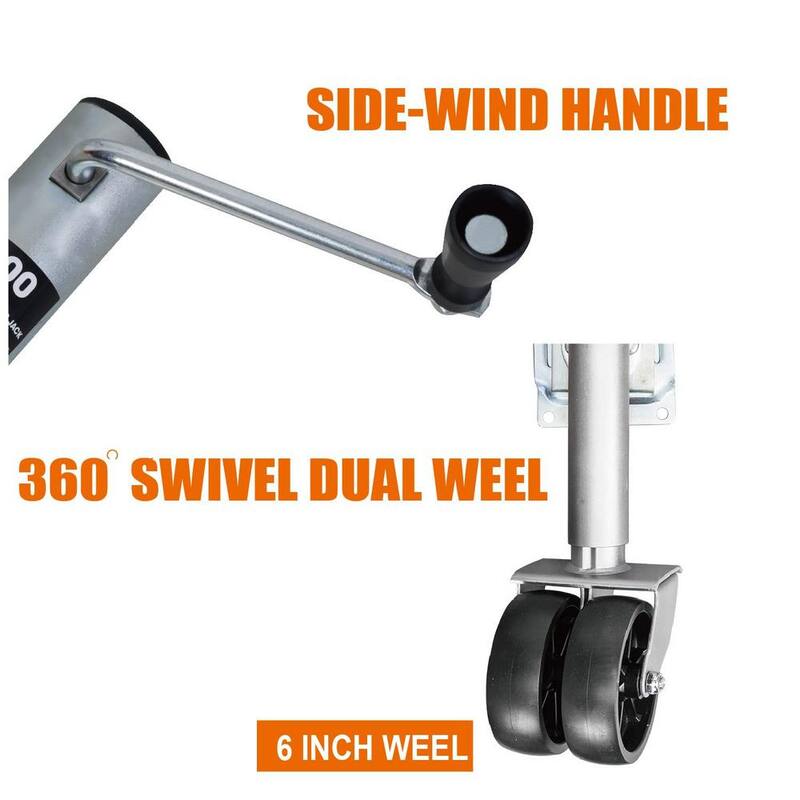 Torin 1,500 lbs. Side-Wind Bolt-On Trailer Jack with Dual Wheel - ATR39002R