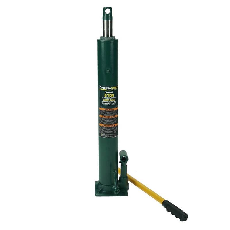 Omega Hydraulic Long Ram Jack - 8 Ton Capacity with Flat Base for Auto Garage Shop - OP800S