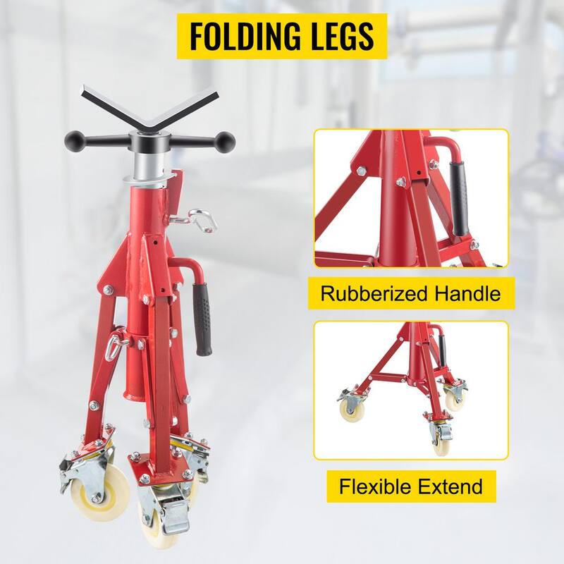 VEVOR Pipe Jack Stand w/Casters 882 lbs. V Head Pipe Stand Adjustable Height 23.6 in., 42.5 in. Folding Pipe Stands 1/8-12 in. - GJGJXDL1107BVAEUYV0