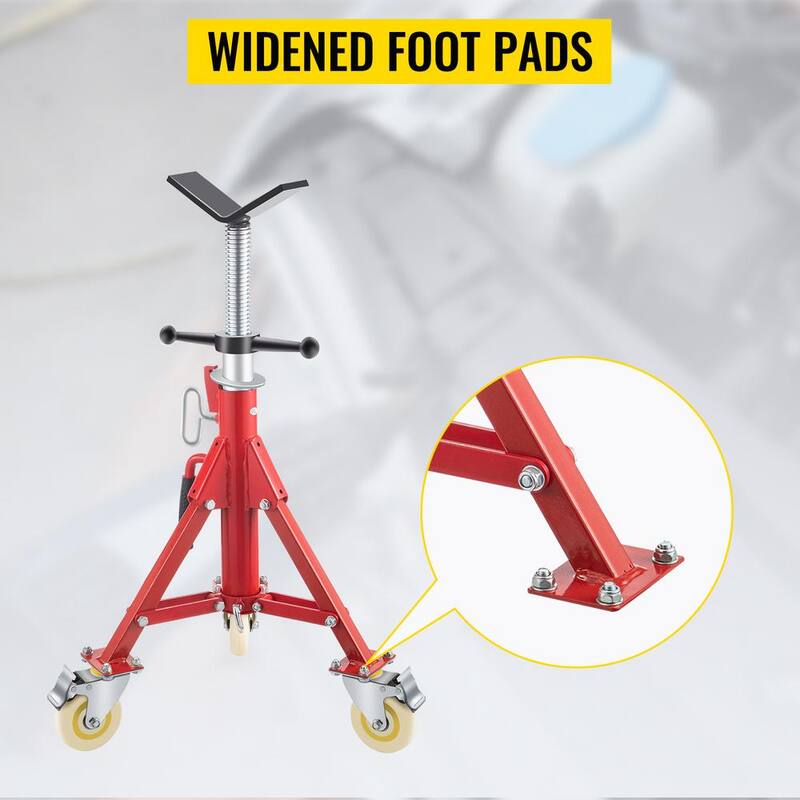 VEVOR Pipe Jack Stand w/Casters 882 lbs. V Head Pipe Stand Adjustable Height 23.6 in., 42.5 in. Folding Pipe Stands 1/8-12 in. - GJGJXDL1107BVAEUYV0