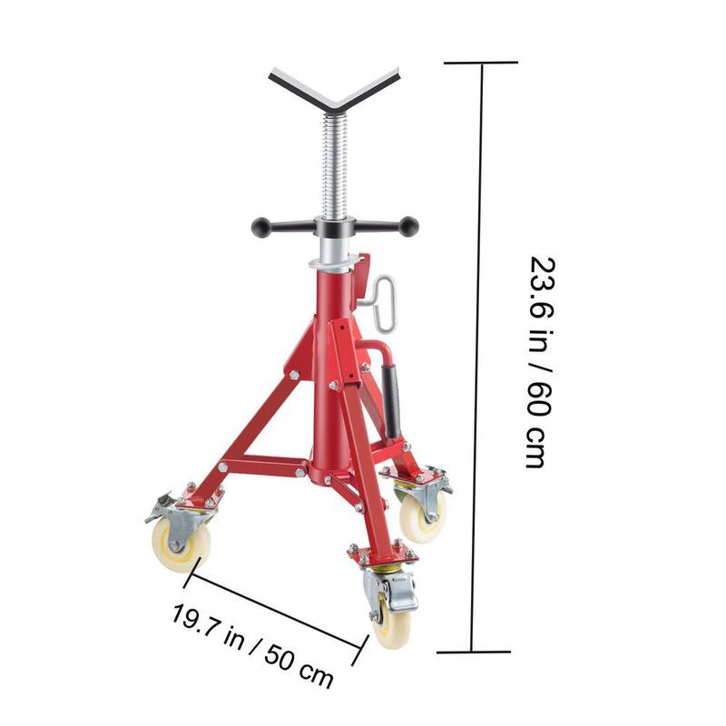 VEVOR Pipe Jack Stand w/Casters 882 lbs. V Head Pipe Stand Adjustable Height 23.6 in., 42.5 in. Folding Pipe Stands 1/8-12 in. - GJGJXDL1107BVAEUYV0