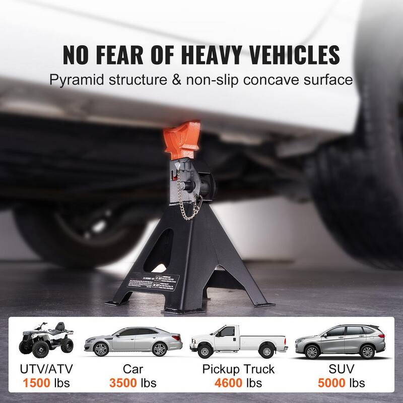 VEVOR Jack Stands, 3-Ton (6,000 lbs.) Capacity Car Jack Stands Double Locking, 10.8-16.3 in. Adjustable Height for lifting SUV - QJDZJD232VS4UUUBUV0-0802