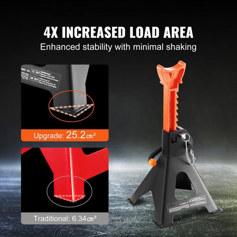 VEVOR Jack Stands, 3-Ton (6,000 lbs.) Capacity Car Jack Stands Double Locking, 10.8-16.3 in. Adjustable Height for lifting SUV - QJDZJD232VS4UUUBUV0-0802