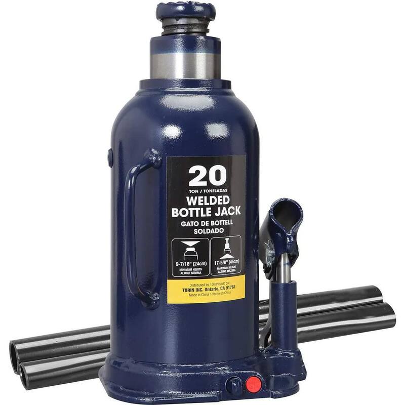 TCE Hydraulic Welded Bottle Jack, 20-Ton (40,000 lbs.) Capacity, Blue - AT92003BU