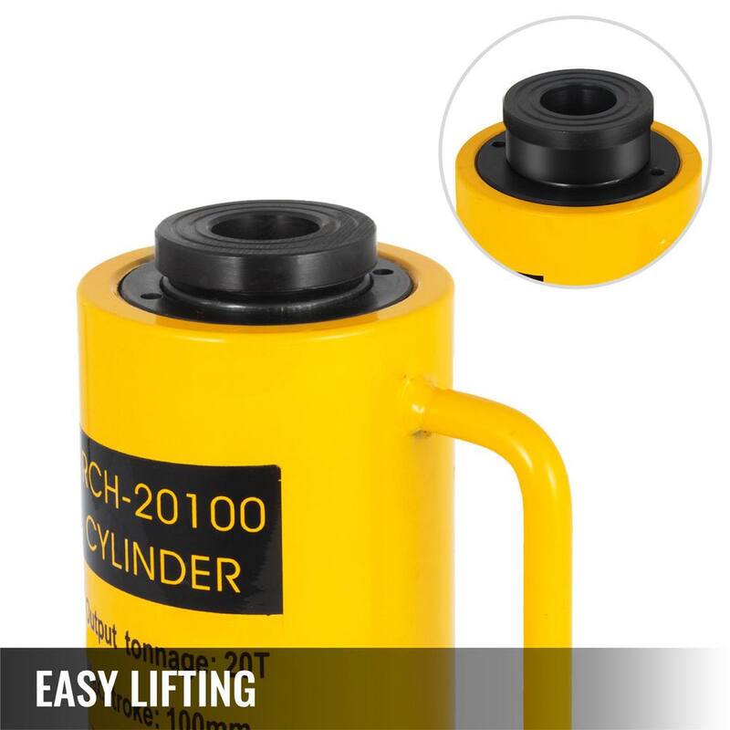 VEVOR 20-Ton Hydraulic Cylinder Jack Hollow Single Acting Hydraulic Jack 4 in. Hydraulic Lifting Cylinders - QJD20T100MMKXYY01V0