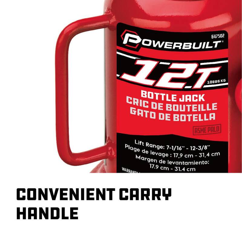 Powerbuilt 12 -Ton Shorty Bottle Jack - 647502