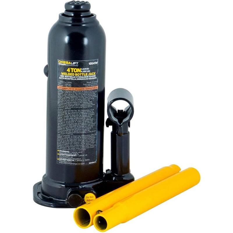 Unbranded 4-Ton (8,000 lbs.) Capacity Hydraulic Welded Bottle Jack with Side Pump Two-Piece Handle - 10045W