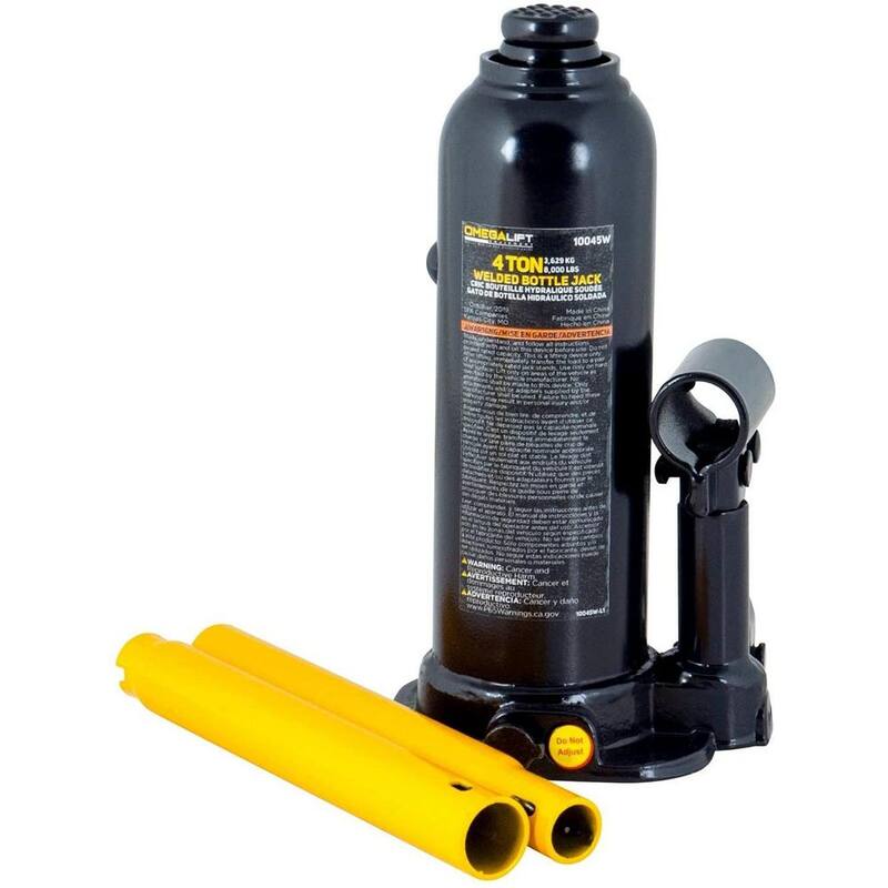 Unbranded 4-Ton (8,000 lbs.) Capacity Hydraulic Welded Bottle Jack with Side Pump Two-Piece Handle - 10045W