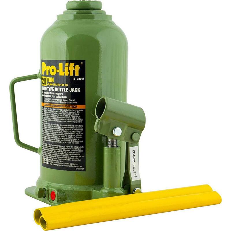 Pro-Lift 20-Ton Capacity Hydraulic Welded Bottle Jack with Side Pump - ‎B-020W