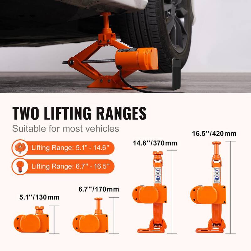 VEVOR Electric Portable Car Jack, 6600 lbs. Scissor Jack with Electric Impact Wrench, 12-Volt Car Jack with Double Saddles - DDJSQJDTJDDD3GJPZV9-0920