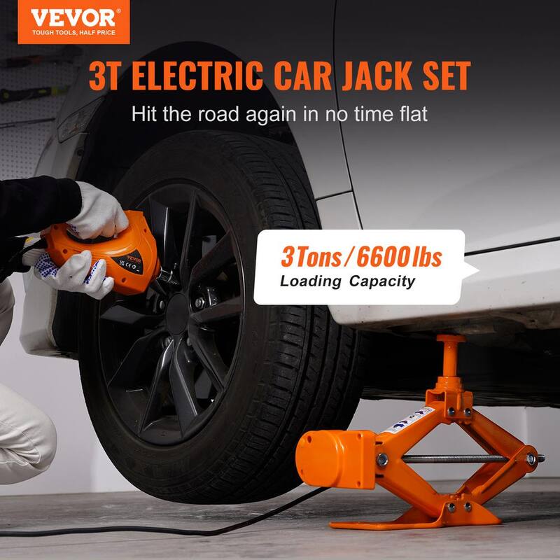 VEVOR Electric Portable Car Jack, 6600 lbs. Scissor Jack with Electric Impact Wrench, 12-Volt Car Jack with Double Saddles - DDJSQJDTJDDD3GJPZV9-0920