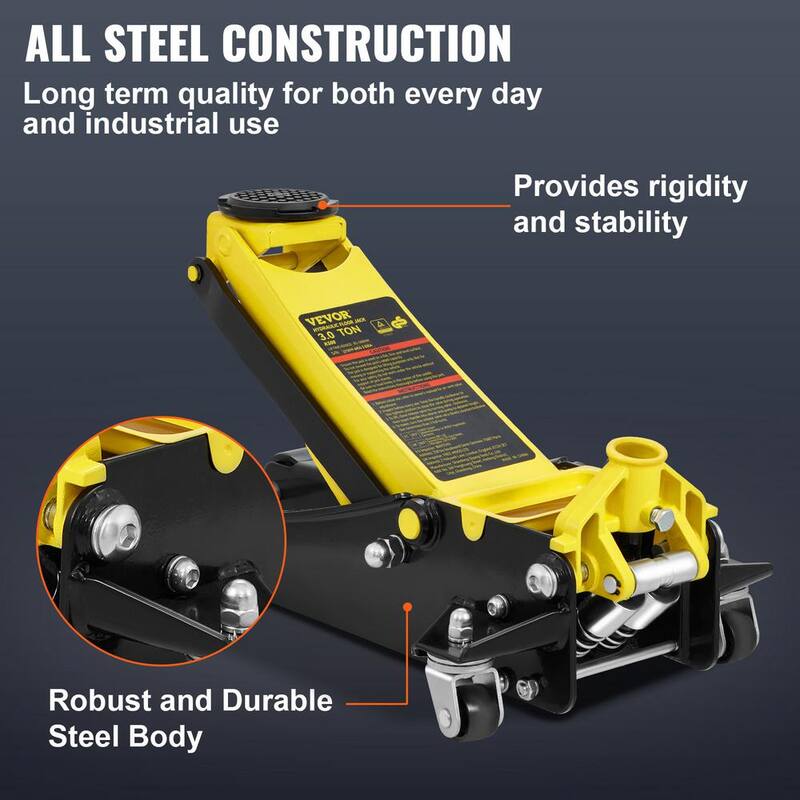 VEVOR 3 Ton Low Profile Floor Jack, Floor Jack , Heavy-duty Steel Racing Floor Jack with Dual Pistons Quick Lift Pump - SGWSQJDTZSG3T59SHV0-0920