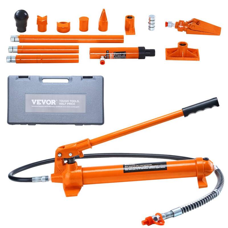 VEVOR 10 Ton Porta Power Kit, Portable Hydraulic Jack with 4.6 ft. Oil Hose, Auto Body Frame Repair Kit with Storage Case - F10TPAPUNBR70YJJIV0