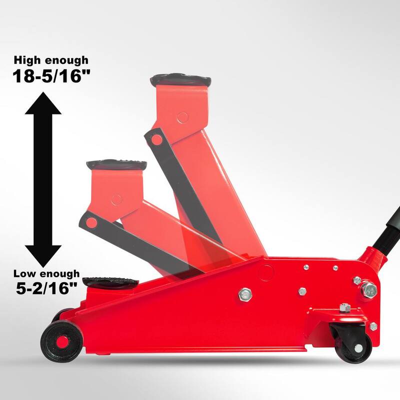 Big Red Hydraulic Floor Jack: Ultra-Lightweight with Dual Pump Quick Lift, Heavy Duty Steel, 3-Ton (6,000 lbs. Capacity) - ATZ830023WR