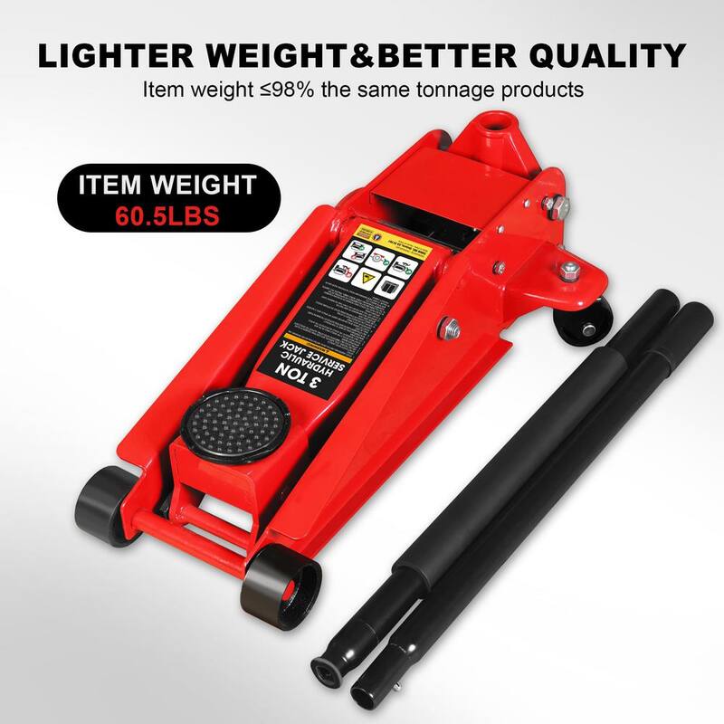 Big Red Hydraulic Floor Jack: Ultra-Lightweight with Dual Pump Quick Lift, Heavy Duty Steel, 3-Ton (6,000 lbs. Capacity) - ATZ830023WR