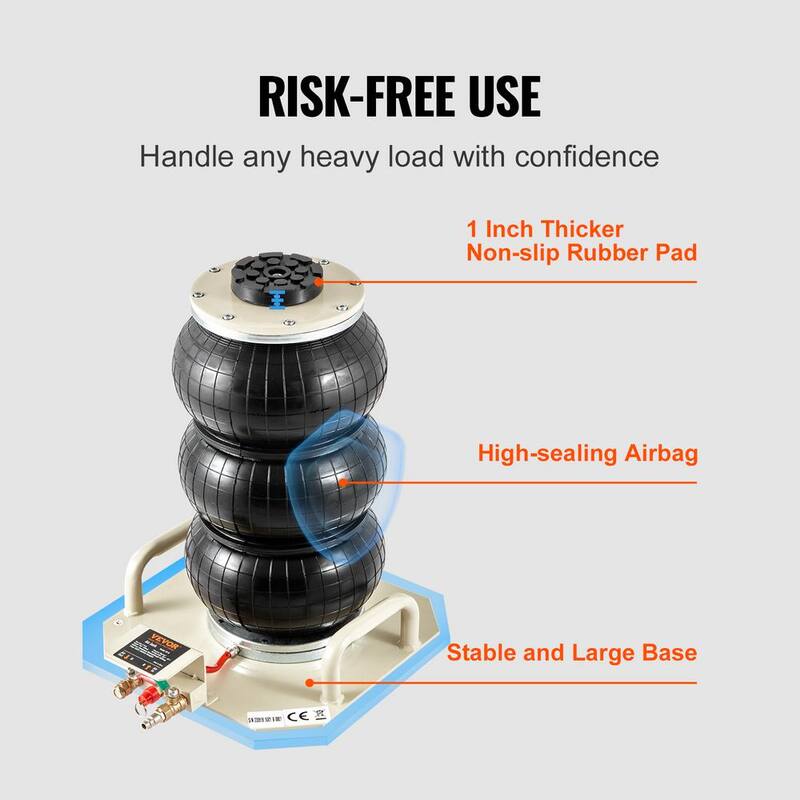 VEVOR Air Jack, 3 Ton/6600 lbs. Triple Bag Air Jack, Airbag Jack, Lift up to 17.7 in., 3-5 s Fast Lifting Pneumatic Jack,White - QNQJDSTSFX3T6NR3WV0-0726