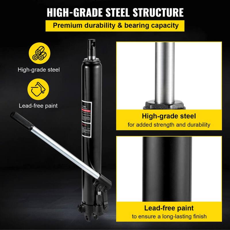 SKYSHALO Hydraulic Long Ram Jack, 3 Tons/6,600 lbs. Capacity, with Single Piston Pump and Clevis Base, Manual Cherry Picker - ZGYYQJDHSDG3T08KDV0-0716