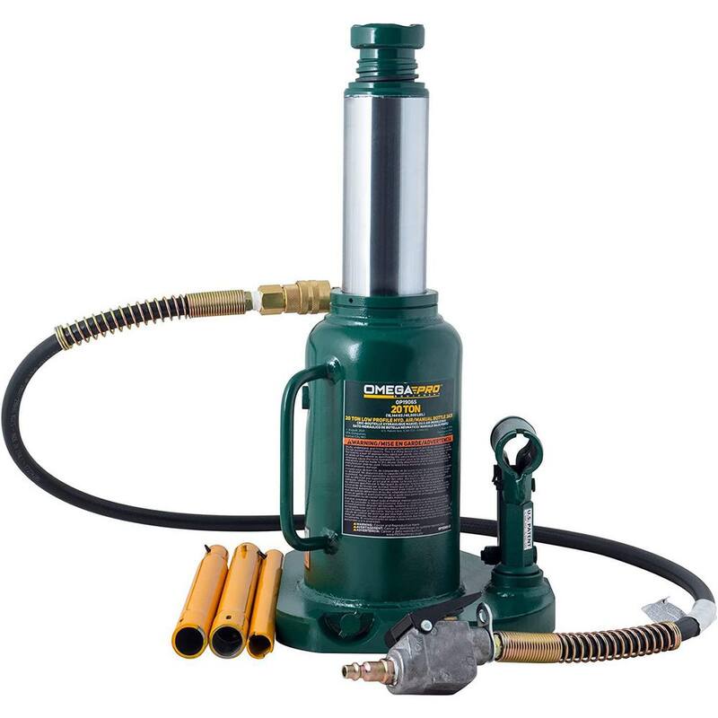 Omega 20-Ton Air Hydraulic Bottle Jack with Manual Hand Pump - OP1906S
