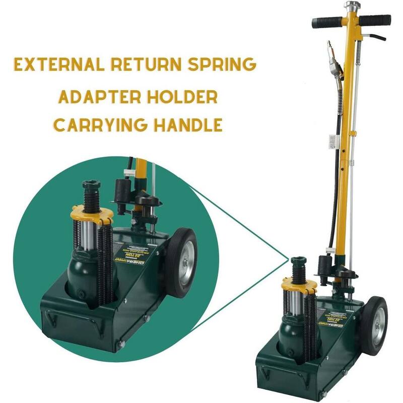 Omega Air Axle Jack - 22 Ton Hydraulic Truck Floor Jack with T-Handle Knob Position Release and Extension Adapters - OP0908S