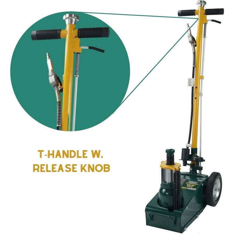 Omega Air Axle Jack - 22 Ton Hydraulic Truck Floor Jack with T-Handle Knob Position Release and Extension Adapters - OP0908S