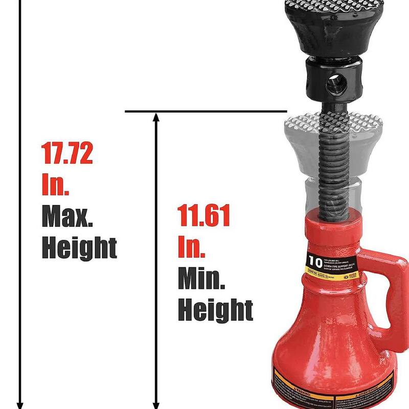 Big Red 10Ton Professional Car Support Screw Jack for House Construction Bridge Stabilization - ASJ10R