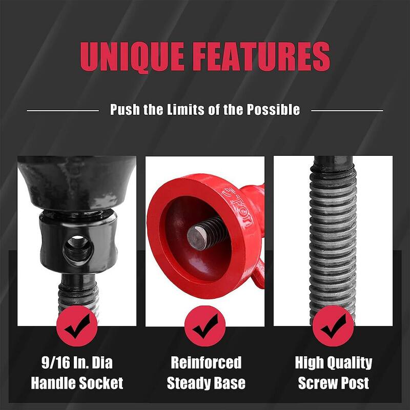 Big Red 10Ton Professional Car Support Screw Jack for House Construction Bridge Stabilization - ASJ10R