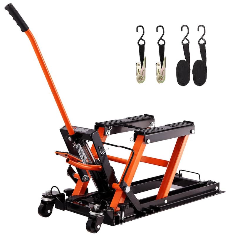 VEVOR Hydraulic Motorcycle Lift Jack 1500LBS. ATV Scissor Lift Jack with 4 Wheels Foot-Operated Hoist Stand for Motorcycle ATV - MTCSJJYYB15004IG5V0
